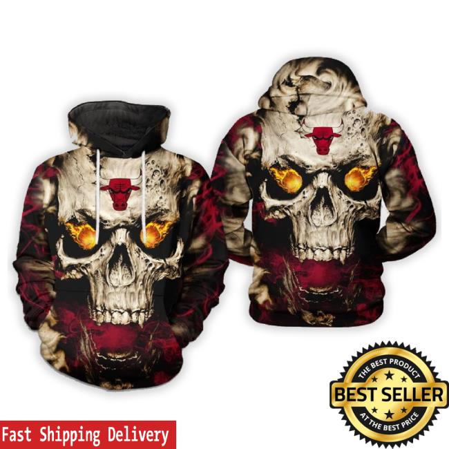 Chicago Bulls Nba Skull 3D Printed Hoodie Zipper Hoodie