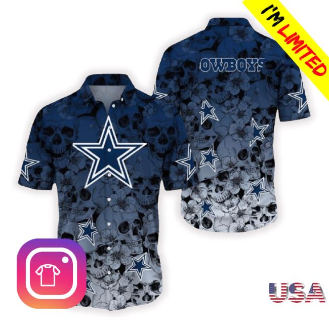 Dallas Cowboys Halloween Aloha Skull 3D Hawaiian T-Shirt For Fans Gift Christmas Men And Women