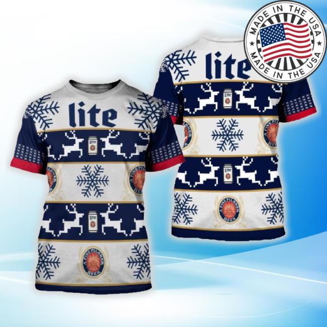 Trending Miller Lite Christmas Pattern 3D New Shirt Christmas Gift